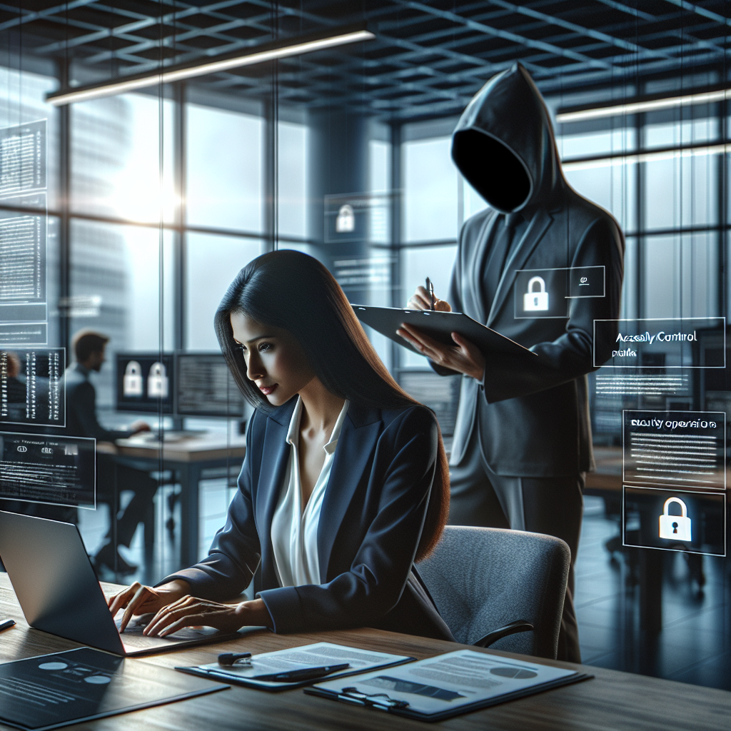 Consultant cybersécurité en entreprise analysant les accès MFA sauvegardes et risques sur ordinateur portable
