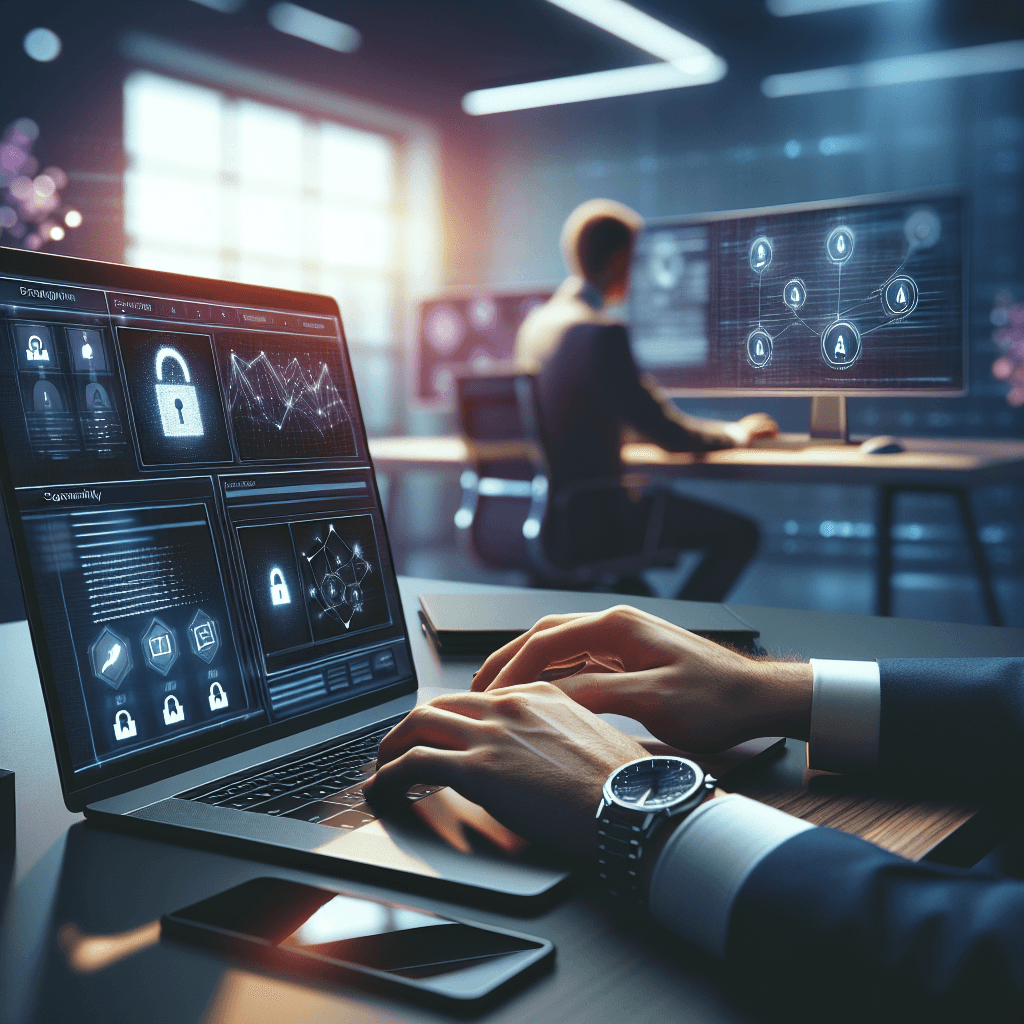 Écran de supervision cybersécurité dans un bureau professionnel