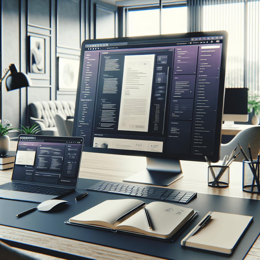Création de site WordPress sur ordinateur dans un bureau moderne